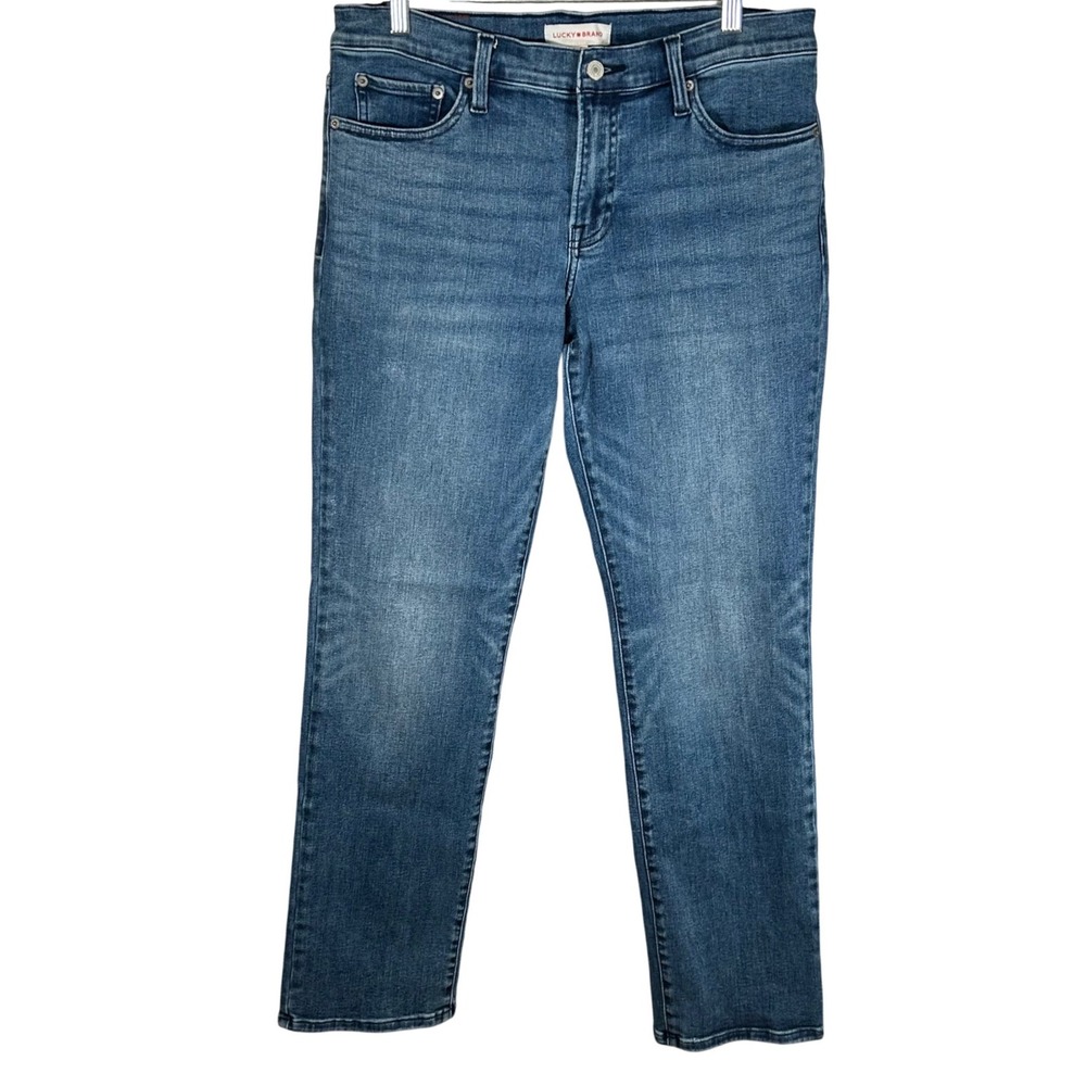 Lucky Brand Sweet Mid Rise Straight Jeans Medium Wash Size 12/31R Stretch Denim